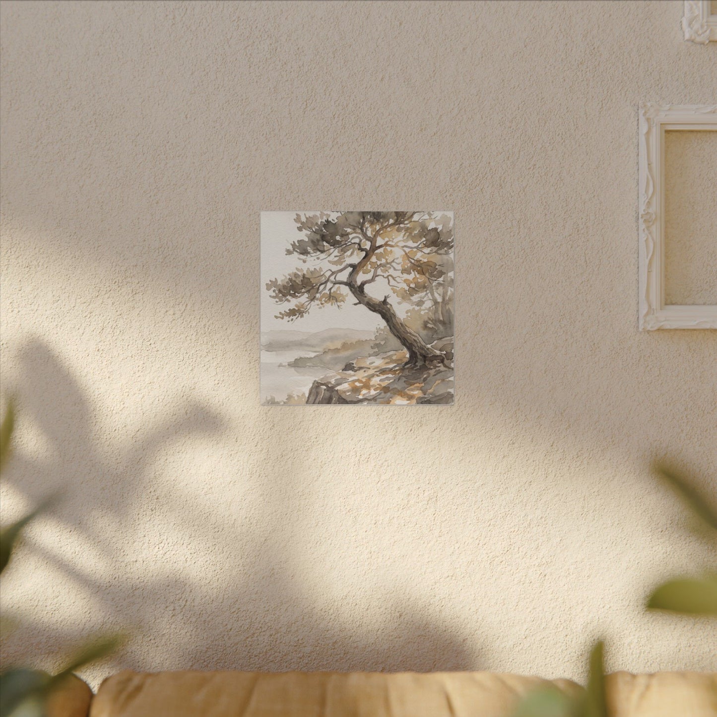 Pine Tree Watercolor Canvas Art | Elegant Japandi Art