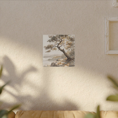 Pine Tree Watercolor Canvas Art | Elegant Japandi Art