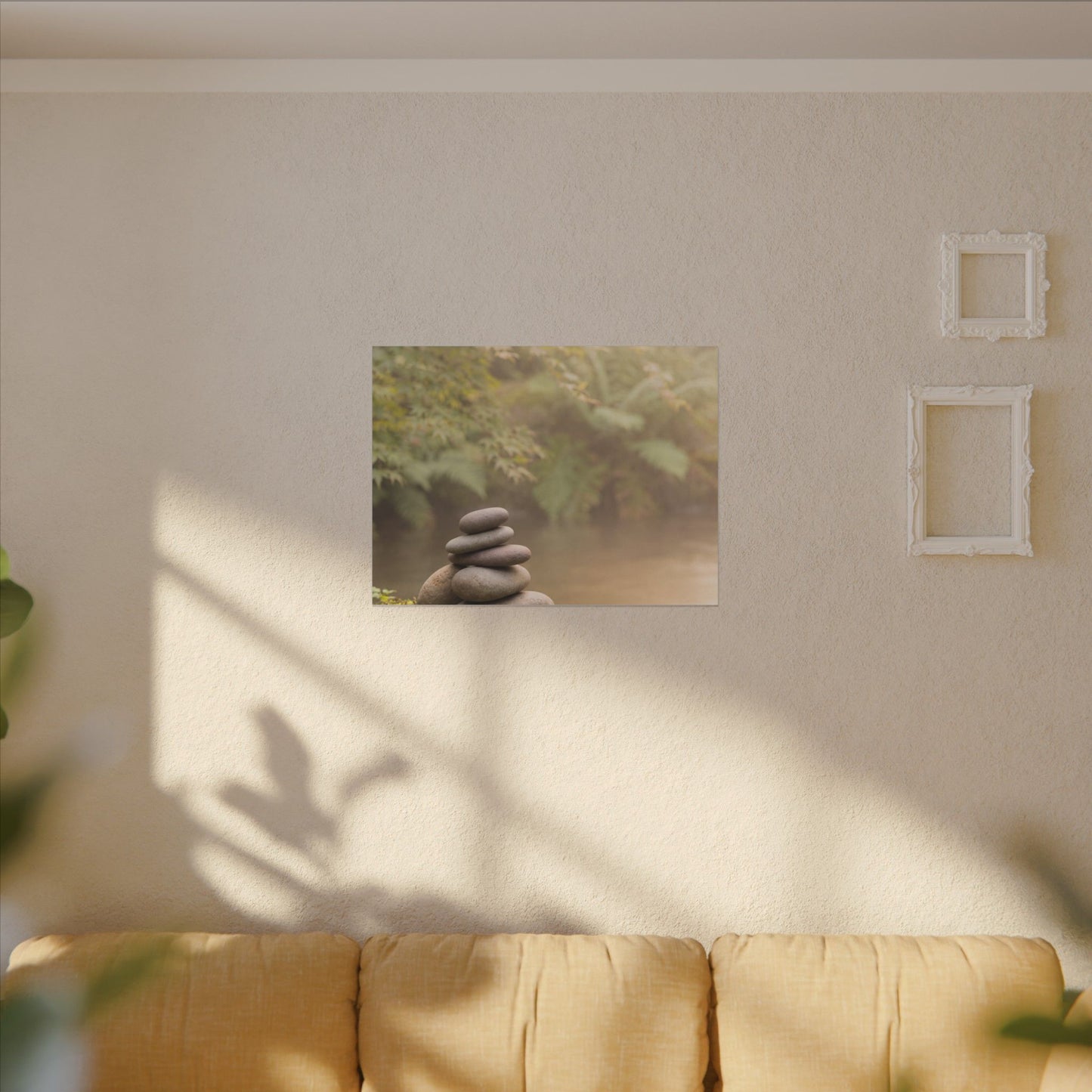 Cozy River Stones Canvas Art - Japanese Pattern Japandi