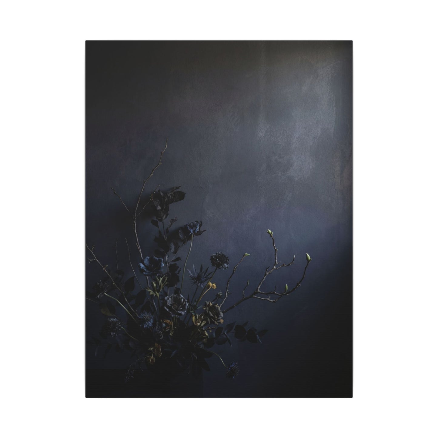 Dried Flowers Spring Canvas Art | Dark Japandi Moody Design