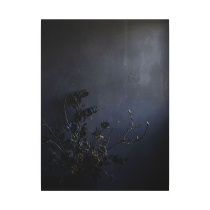 Dried Flowers Spring Canvas Art | Dark Japandi Moody Design