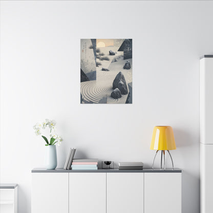 Seijaku Rock Garden Canvas Art - Zen Ukiyo E Inspired