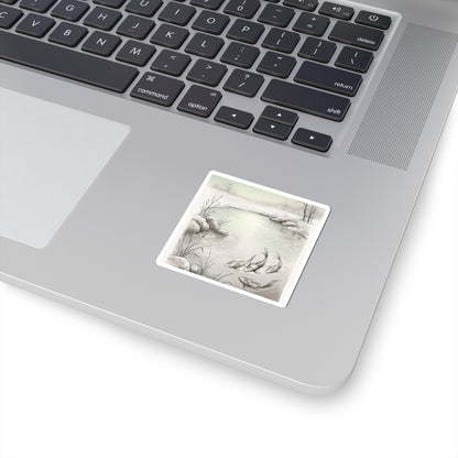 Koi Pond Winter Sticker | Japandi Elegant Design