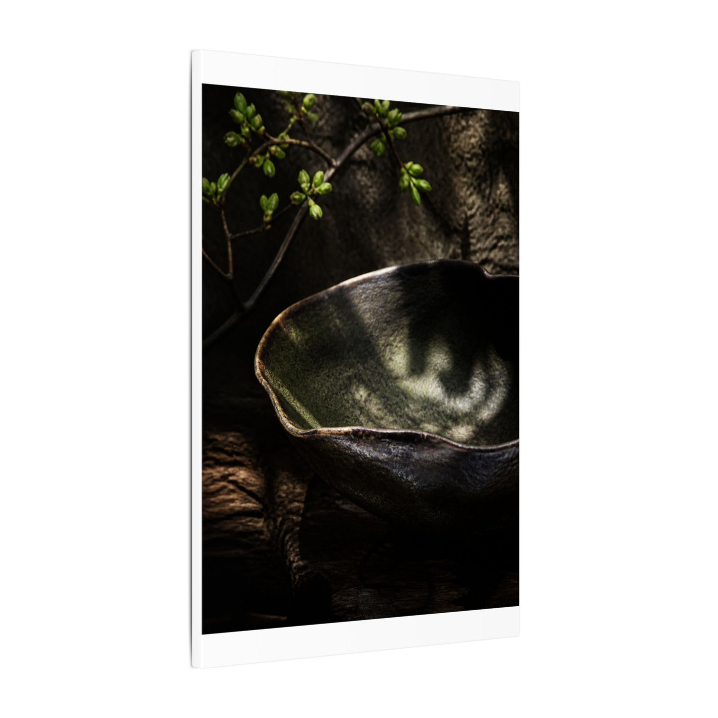 Sophisticated Ceramic Bowl Canvas Art - Dark Texture Dark Japandi