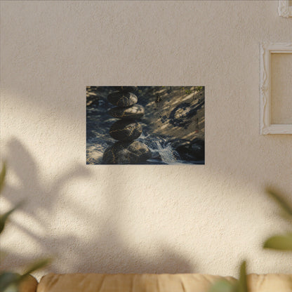 Kintsugi River Stones in Dappled | Broken Beauty Canvas Art