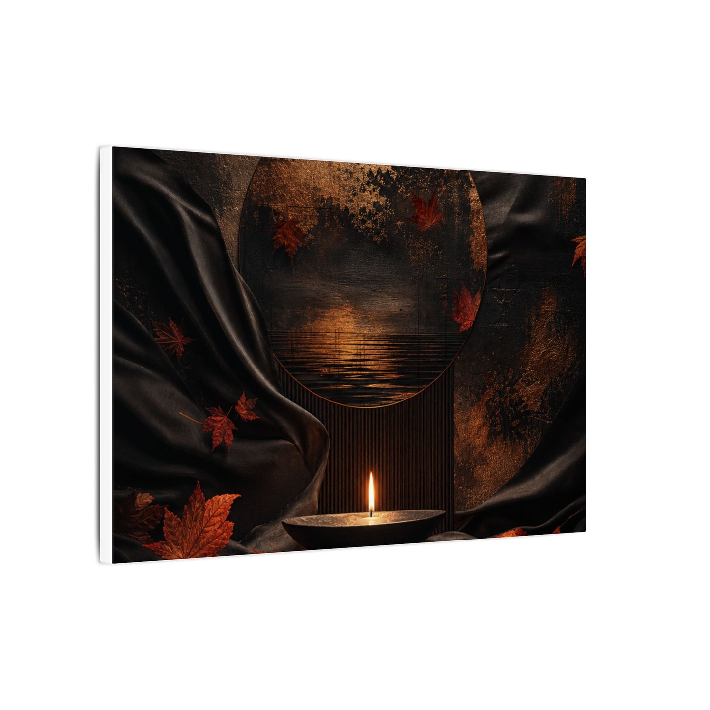 Silk Drape Autumn Canvas Art | Dark Japandi Moody Design