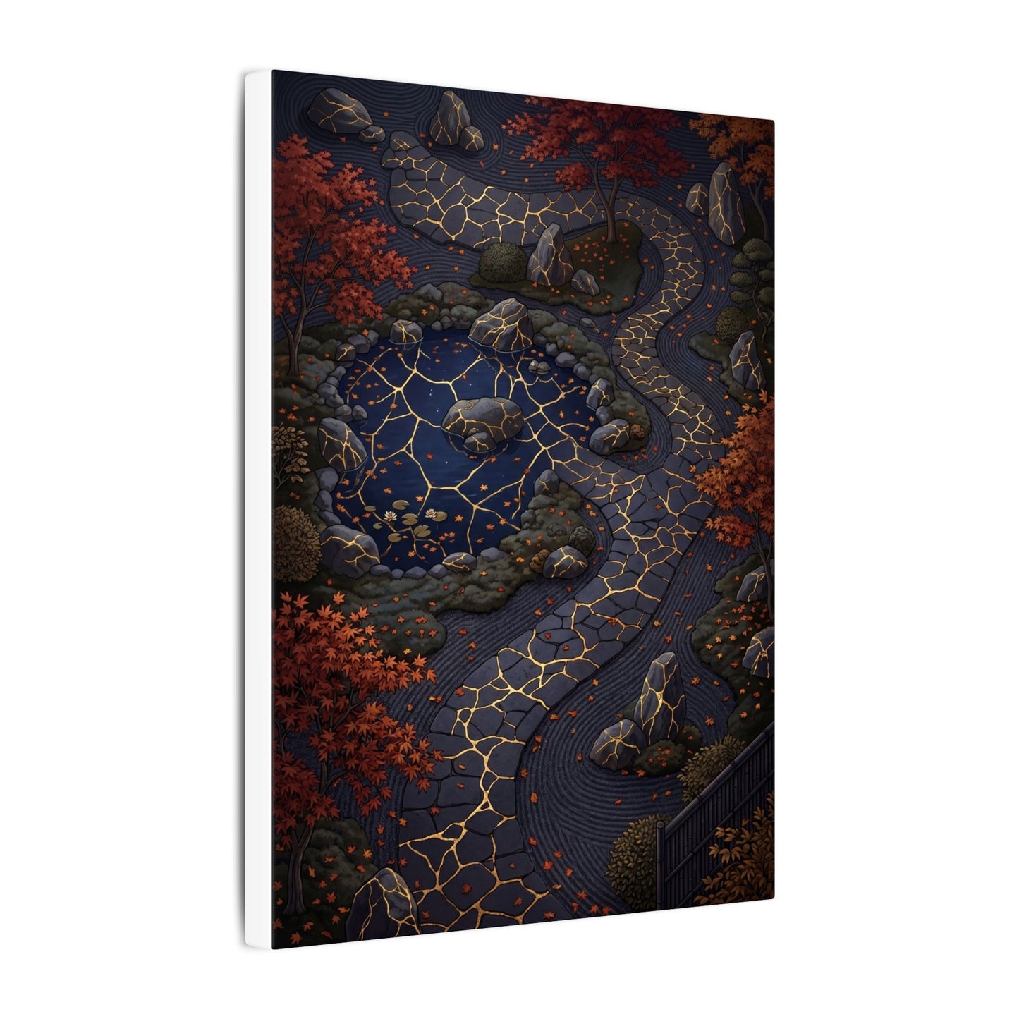 Moonlit Garden Gold Vein Canvas Art | Resilient Kintsugi Art