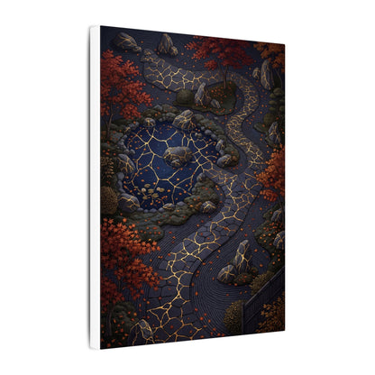 Moonlit Garden Gold Vein Canvas Art | Resilient Kintsugi Art