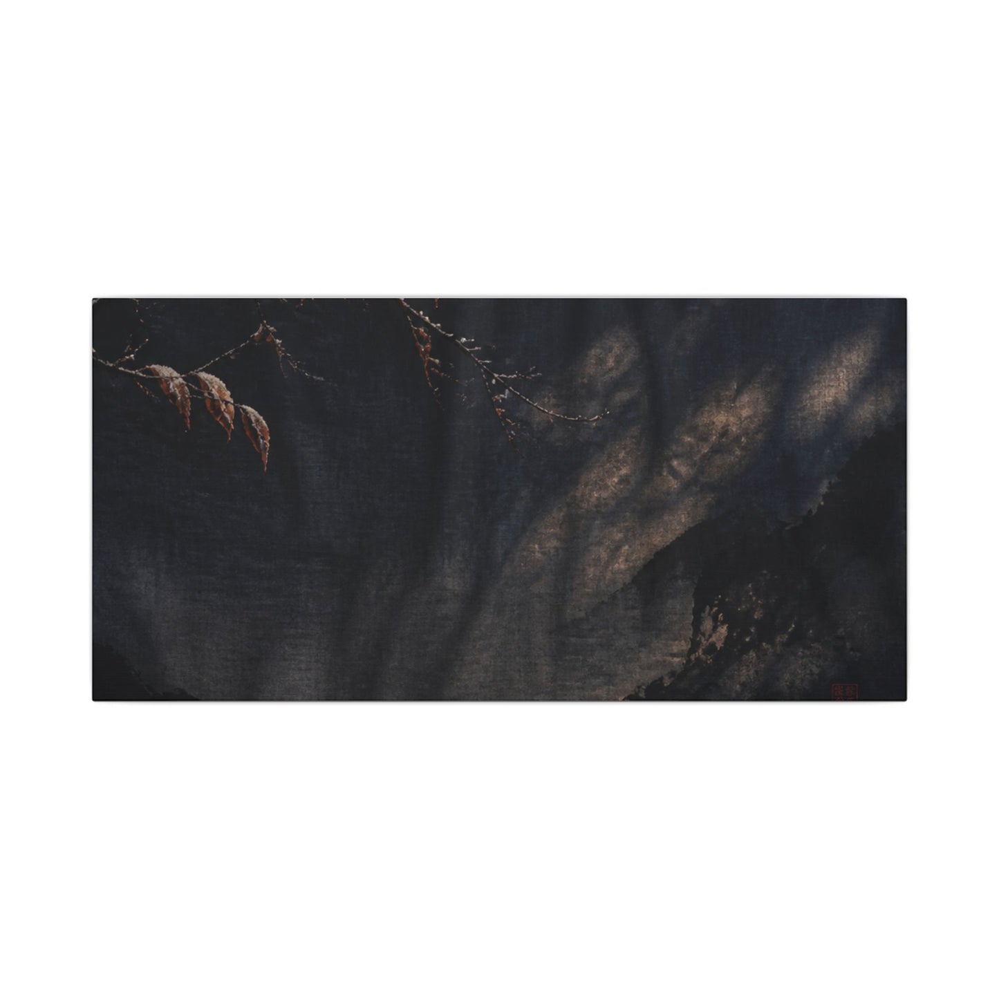 Atmospheric Silk Drape Canvas Art - Charcoal Ink Dark Japandi