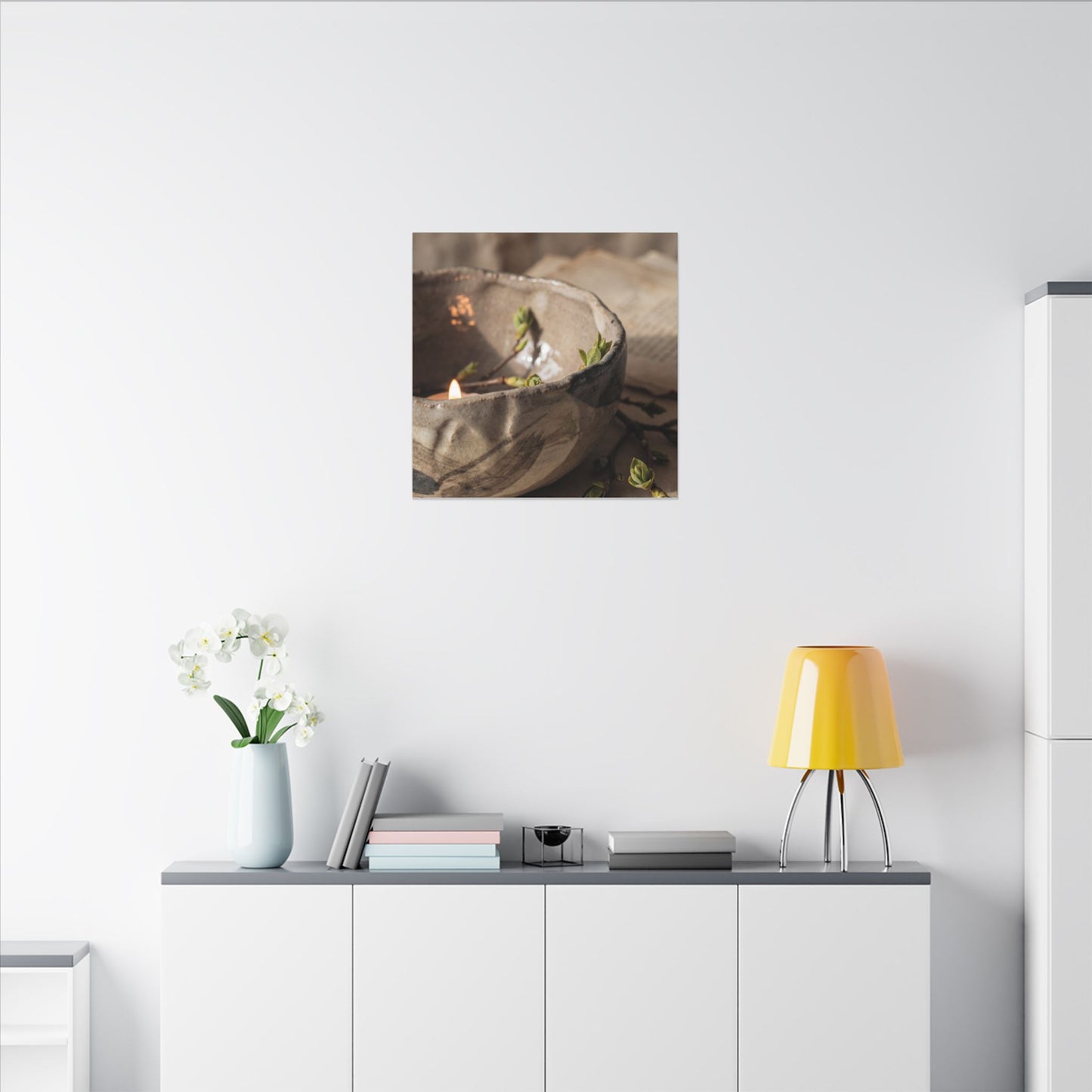 Candlelight Ceramic Bowl Canvas Art - Japandi Ma