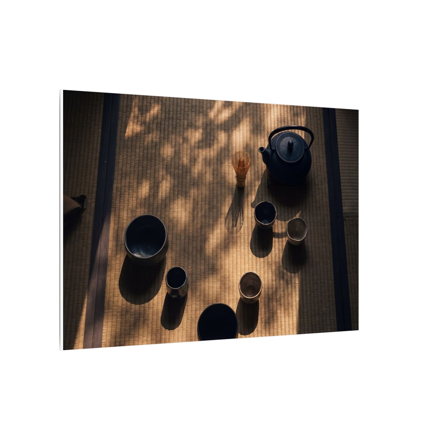 Shibui Tea Ceremony Canvas Art - Dark Japandi Shadow Zen