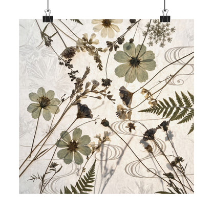 Kanso Dried Flowers Wall Art Print - Japandi Japanese Pattern Art Print