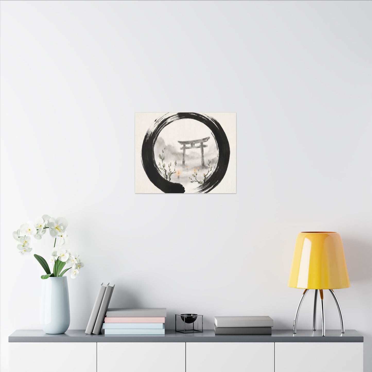 Spring Torii Gate Enso Canvas Art | Tranquil Decor