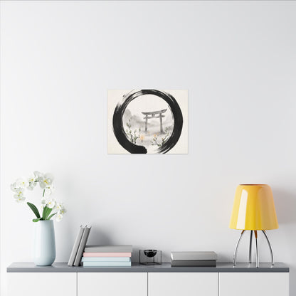Spring Torii Gate Enso Canvas Art | Tranquil Decor