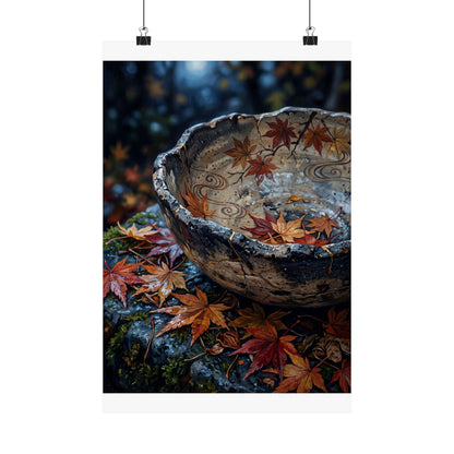 Autumn Ceramic Bowl Japanese Pattern Wall Art Print | Earthy Decor