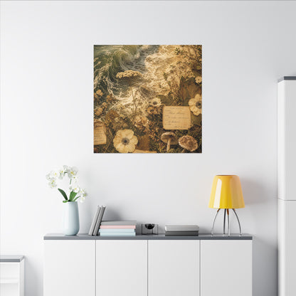 Spring Ocean Wave Herbarium Canvas Art | Nostalgic Decor