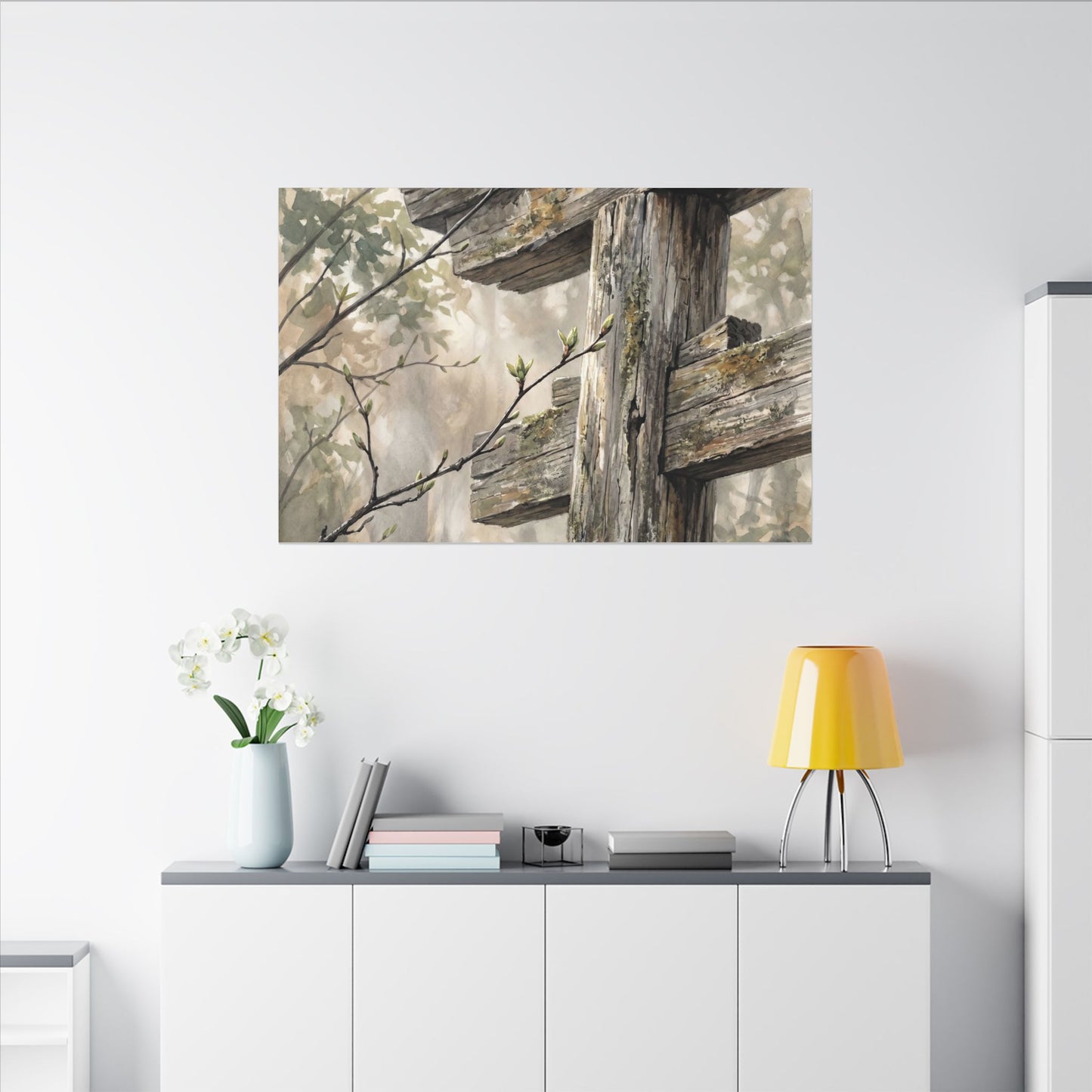 Torii Gate Spring Canvas Art | Japandi Neutral Design