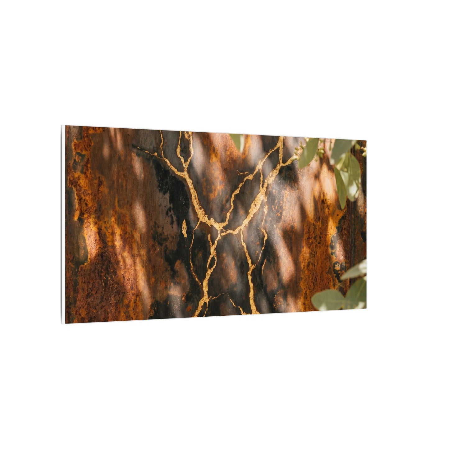 Kanso Rust Patina Canvas Art - Kintsugi Gold Vein