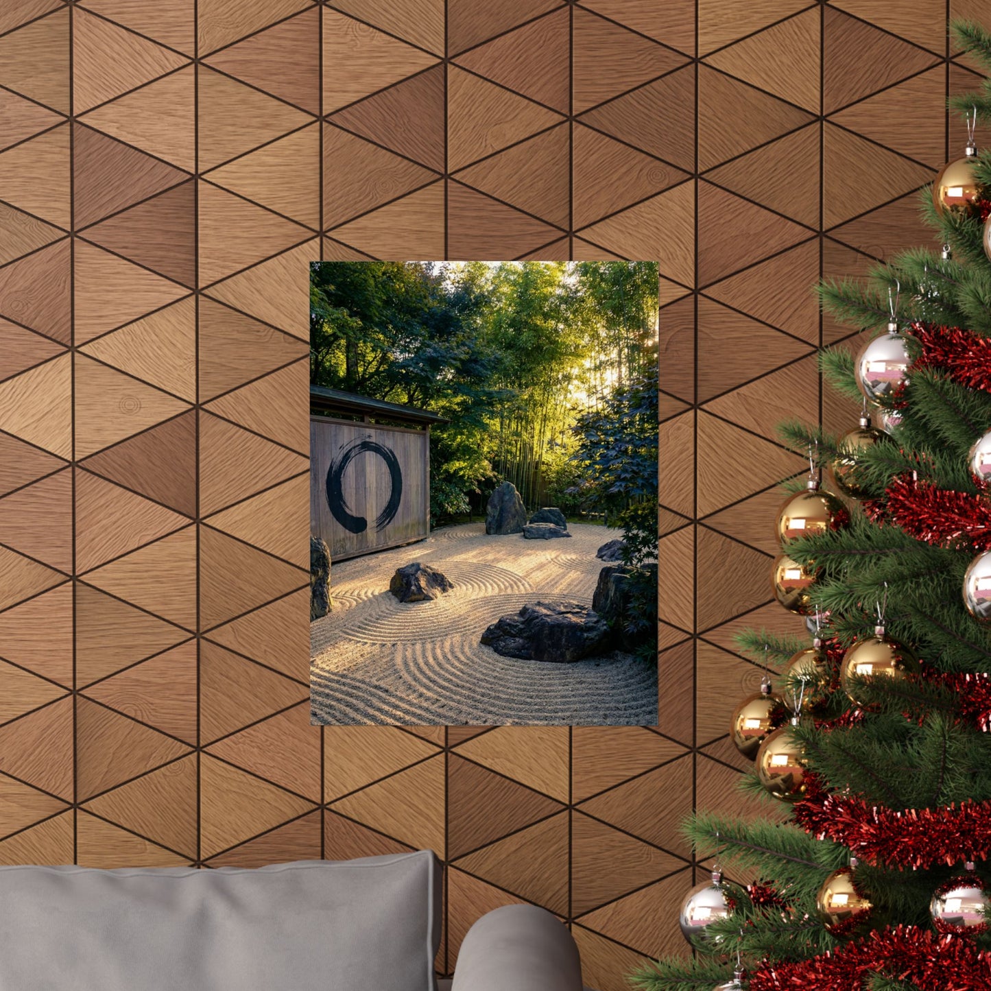 Golden Hour Rock Garden Wall Art Print - Zen Mono No Aware