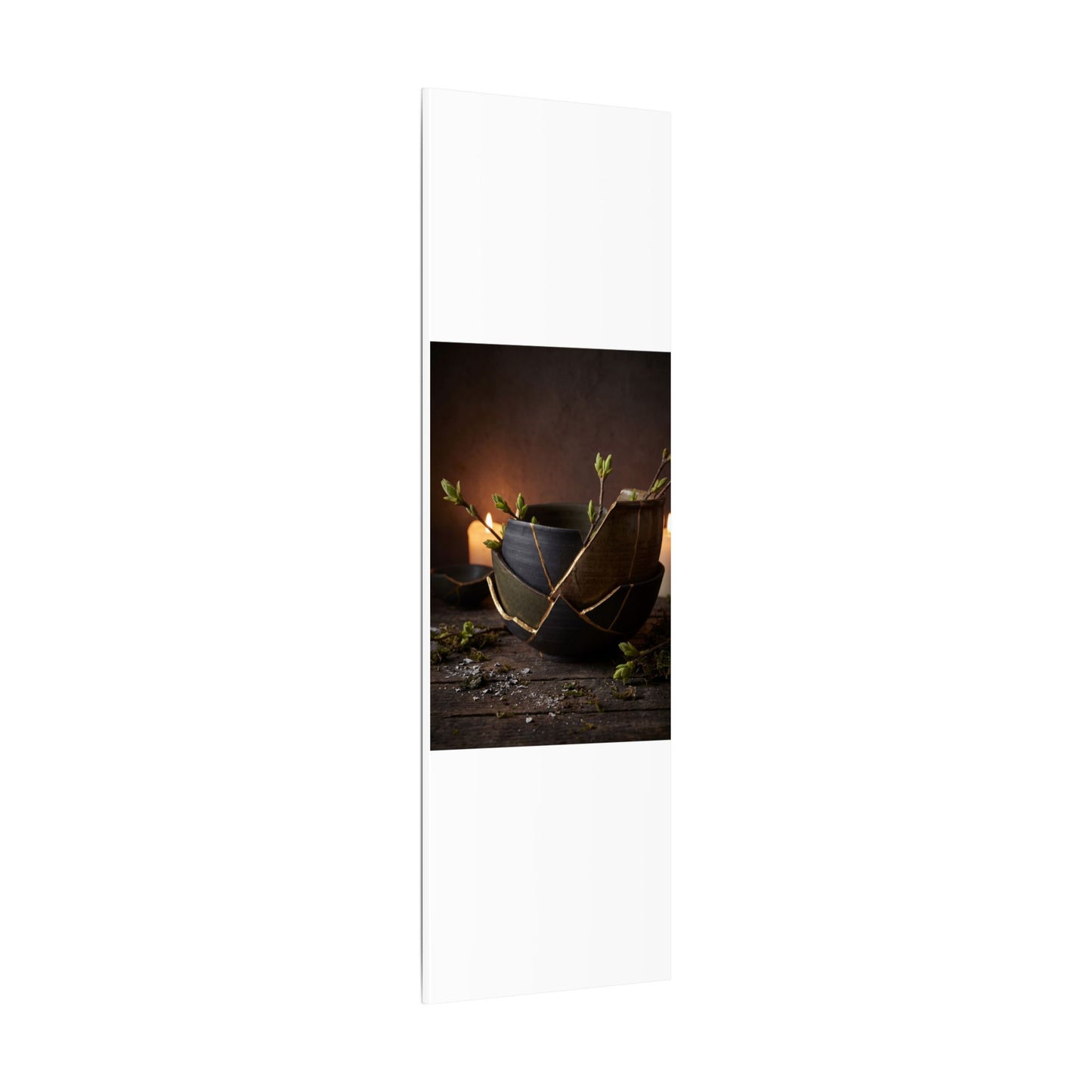 Broken Pottery Spring Canvas Art | Dark Japandi Luxurious Design