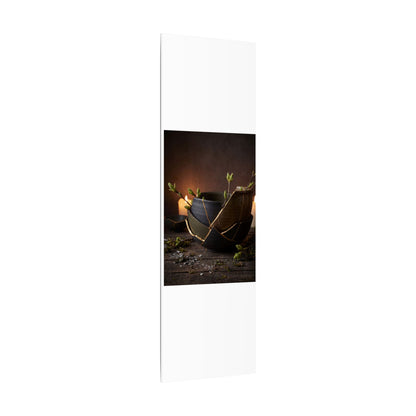 Broken Pottery Spring Canvas Art | Dark Japandi Luxurious Design