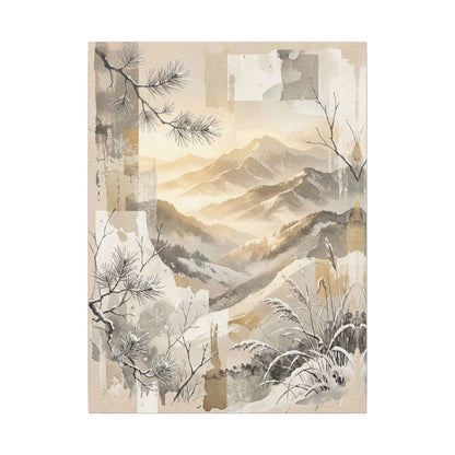 Shibui Mountain Mist Canvas Art - Japandi Japanese Pattern