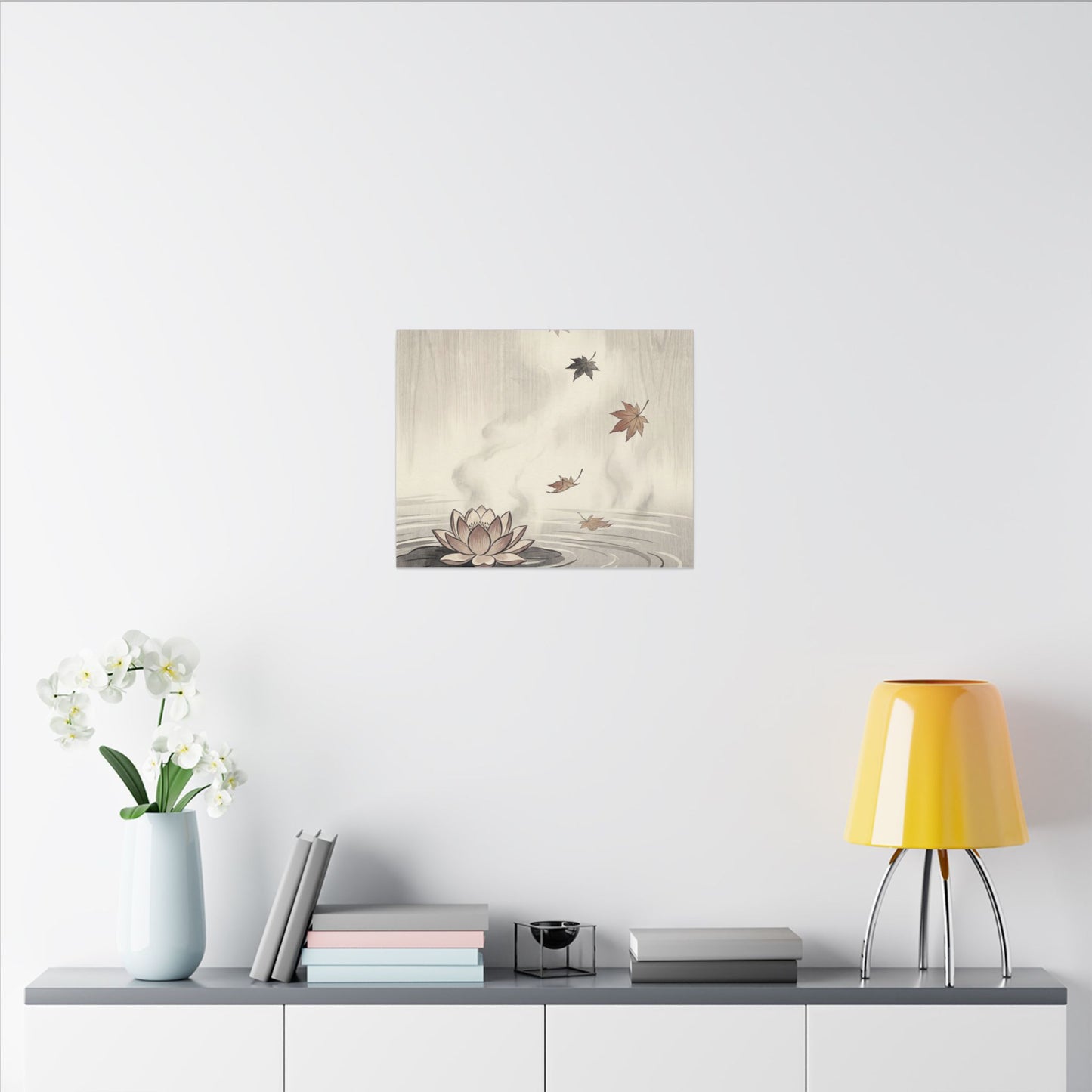 Lotus Flower Canvas Art | Autumn Zen Ukiyo E Inspired Art