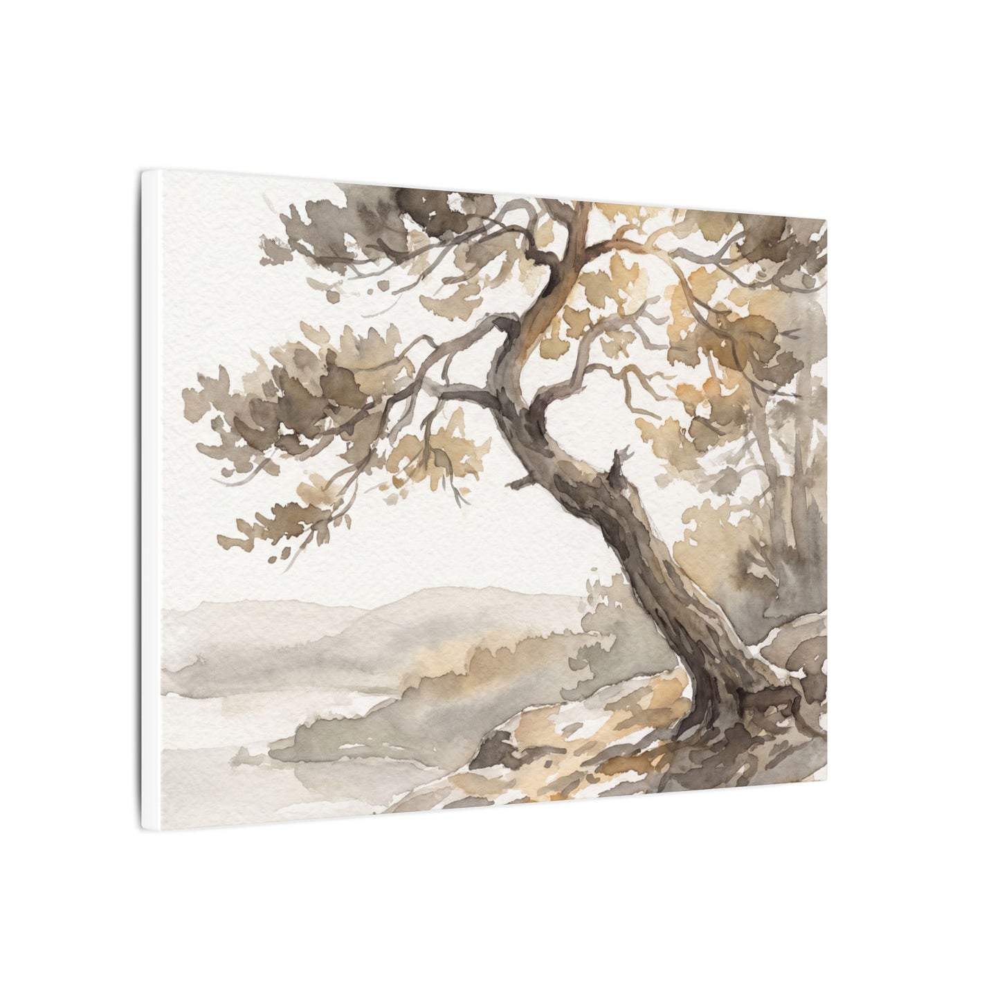 Pine Tree Watercolor Canvas Art | Elegant Japandi Art