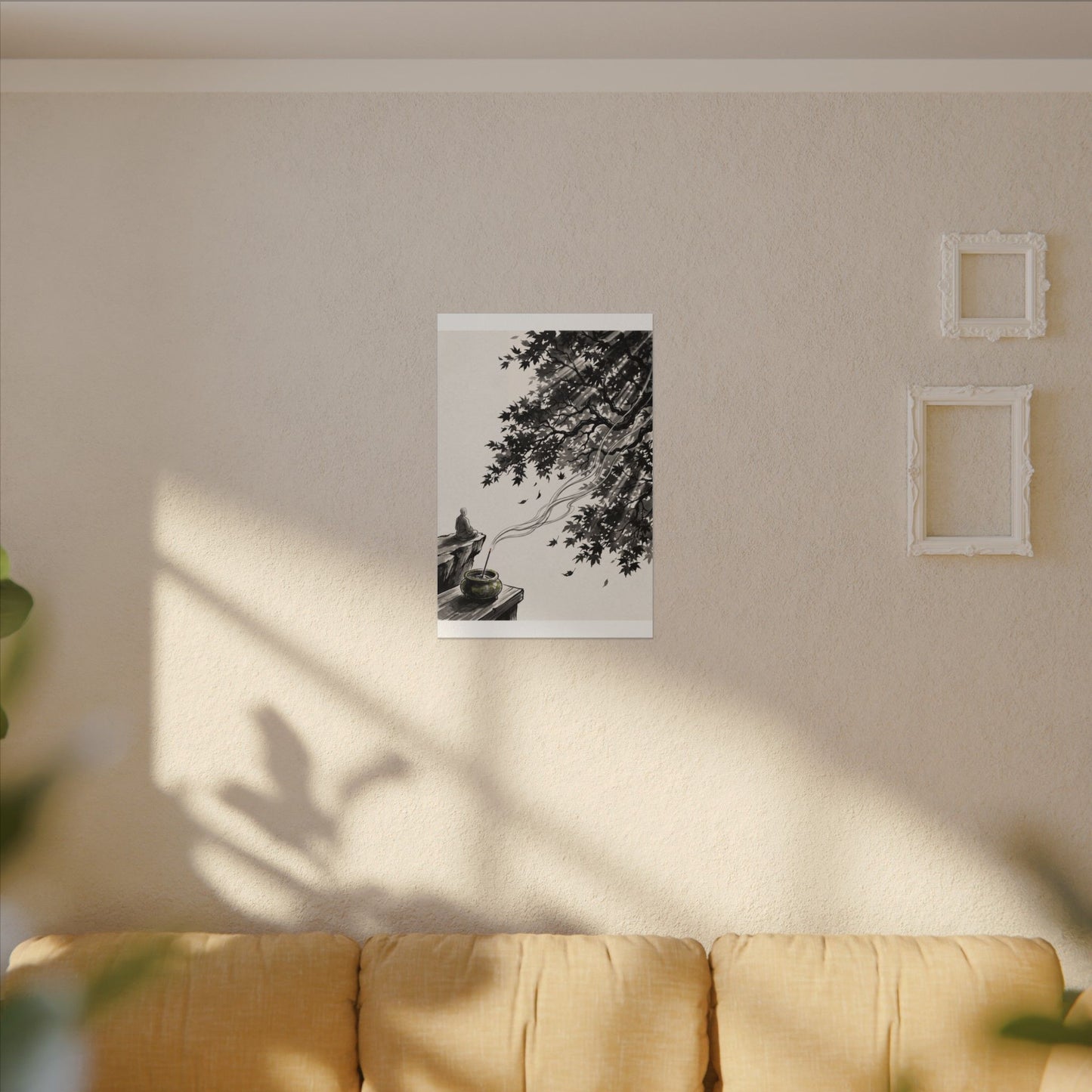 Serene Incense Smoke Canvas Art - Ukiyo E Inspired Zen