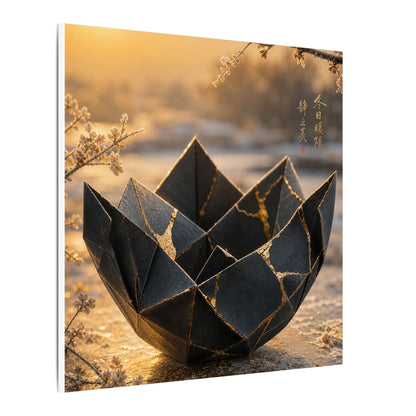 Kintsugi Paper Fold in Golden Hour | Gold Repair Canvas Art