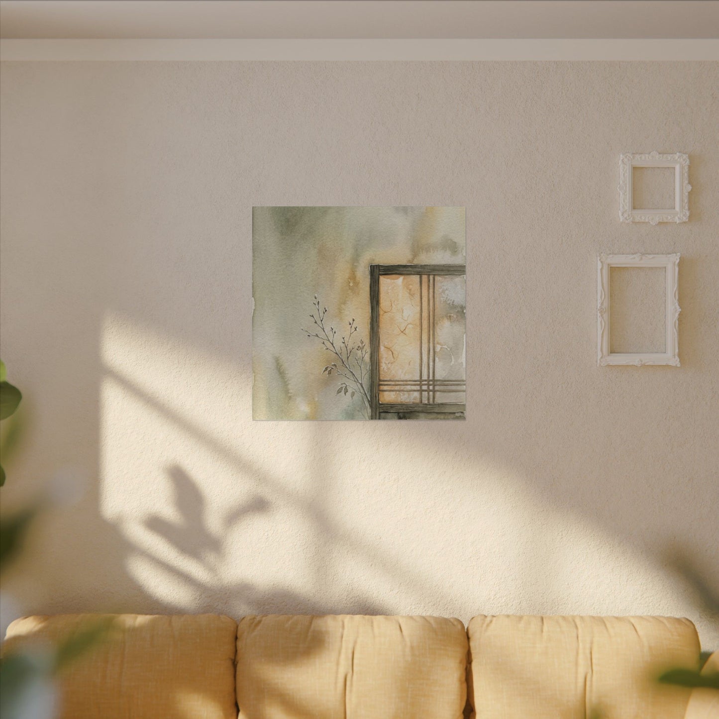 Ma Shoji Screen Canvas Art - Japandi Watercolor