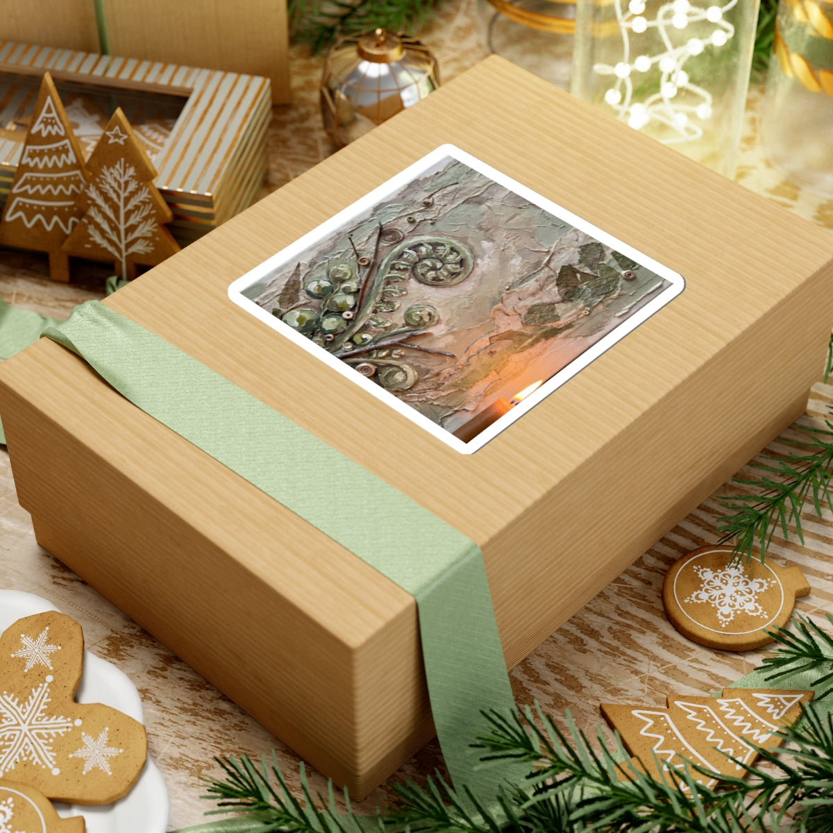Datsuzoku Fern Unfurling Sticker - Japandi Texture Art Print