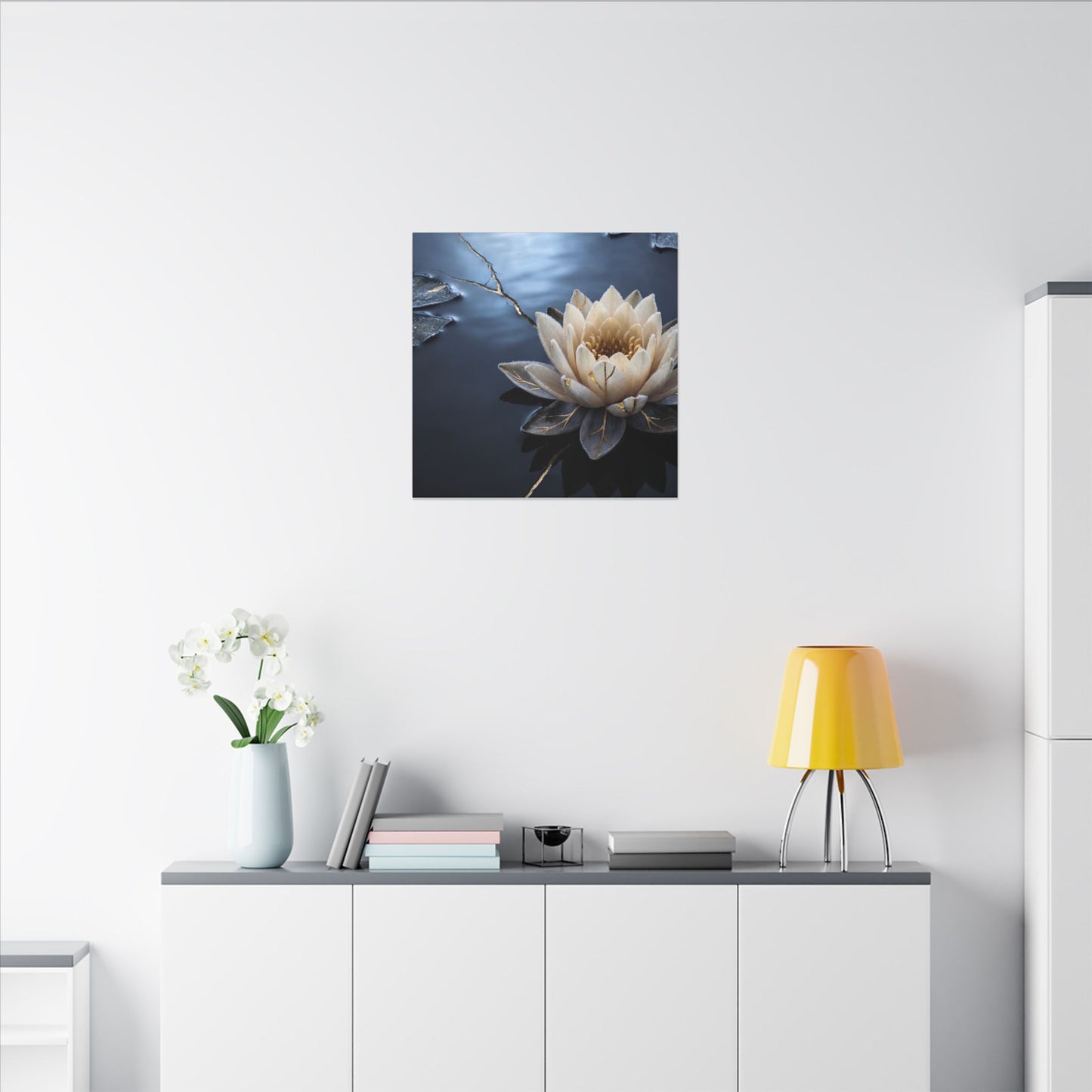 Beautiful Lotus Flower Canvas Art - Gold Vein Kintsugi