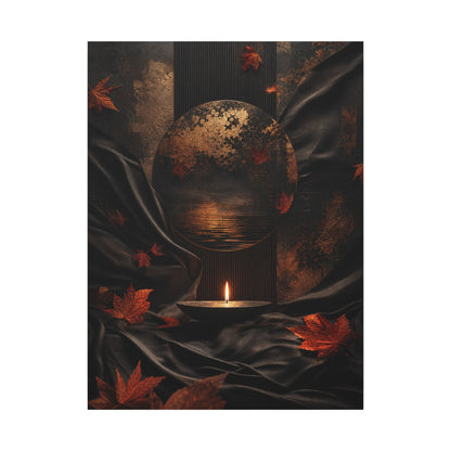 Silk Drape Autumn Canvas Art | Dark Japandi Moody Design