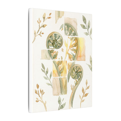 Earthy Fern Unfurling Canvas Art - Watercolor Japandi