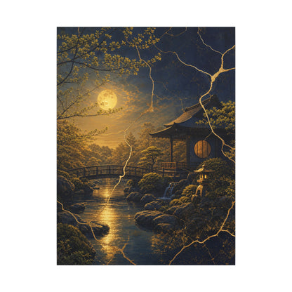 Spring Moonlit Garden Gold Vein Canvas Art | Resilient Decor