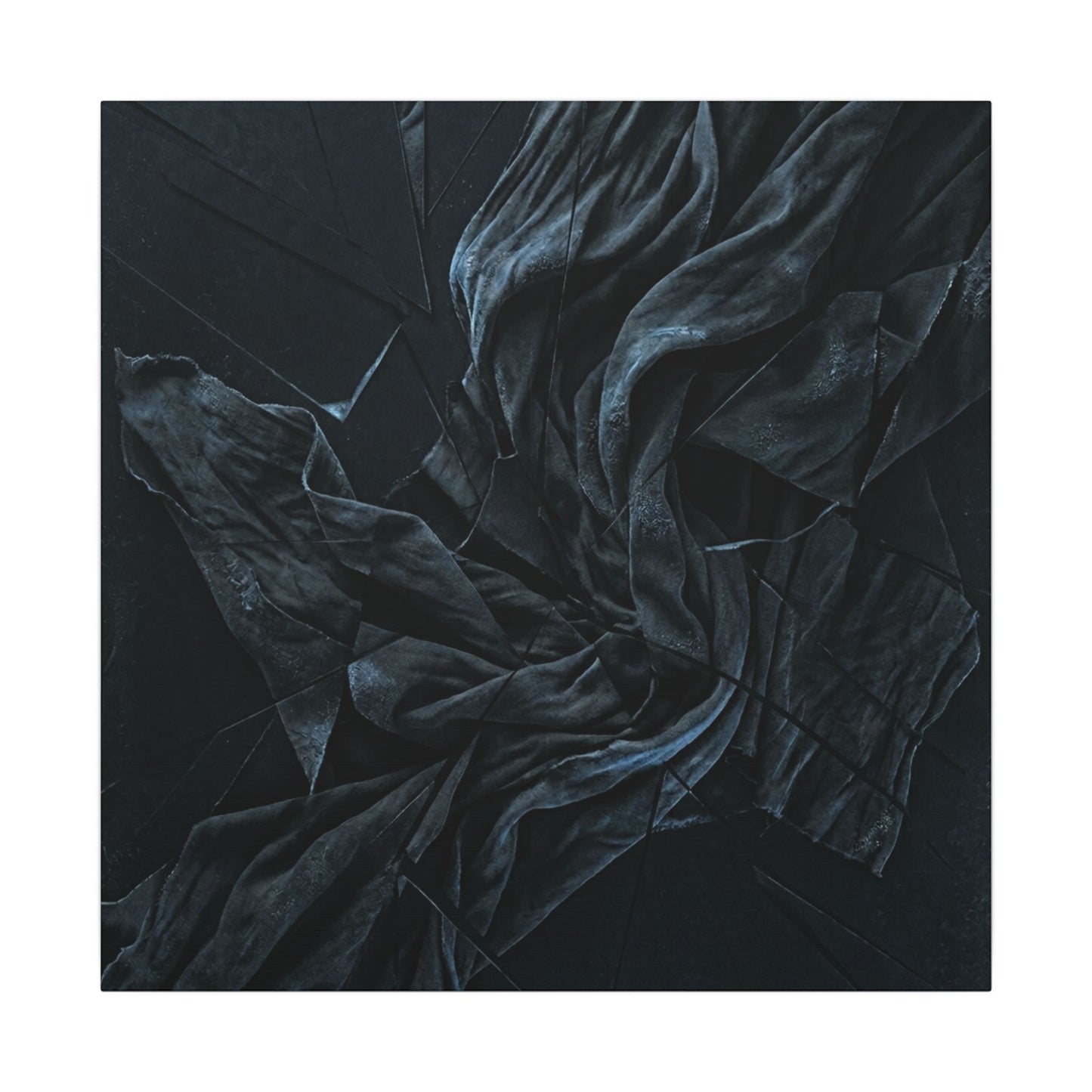 Dark Japandi Silk Drape in Moonlight | Moody Minimal Canvas Art