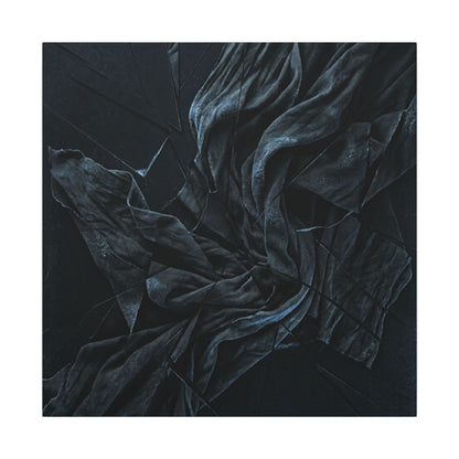 Dark Japandi Silk Drape in Moonlight | Moody Minimal Canvas Art