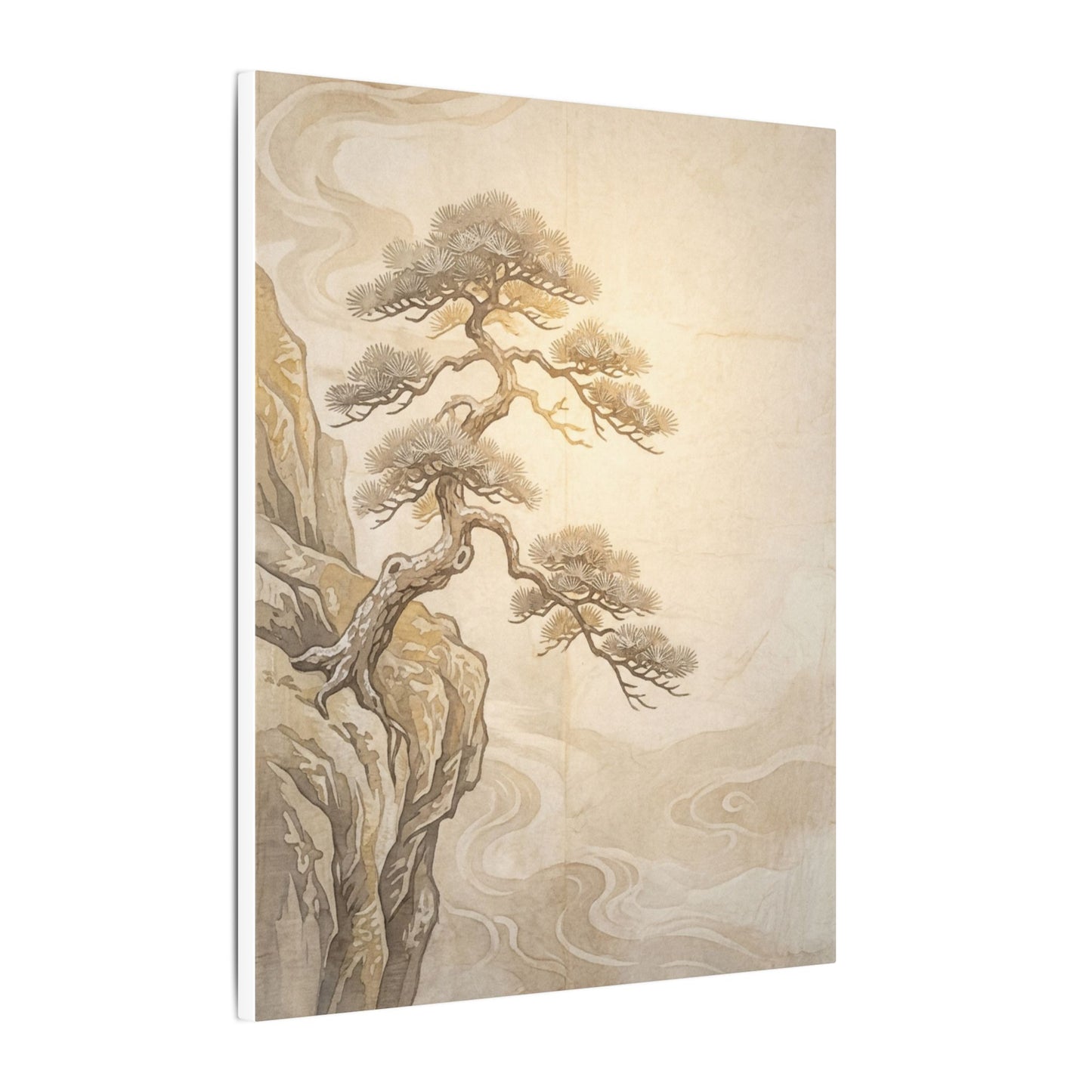 Winter Pine Tree Japanese Pattern Canvas Art | Elegant Decor