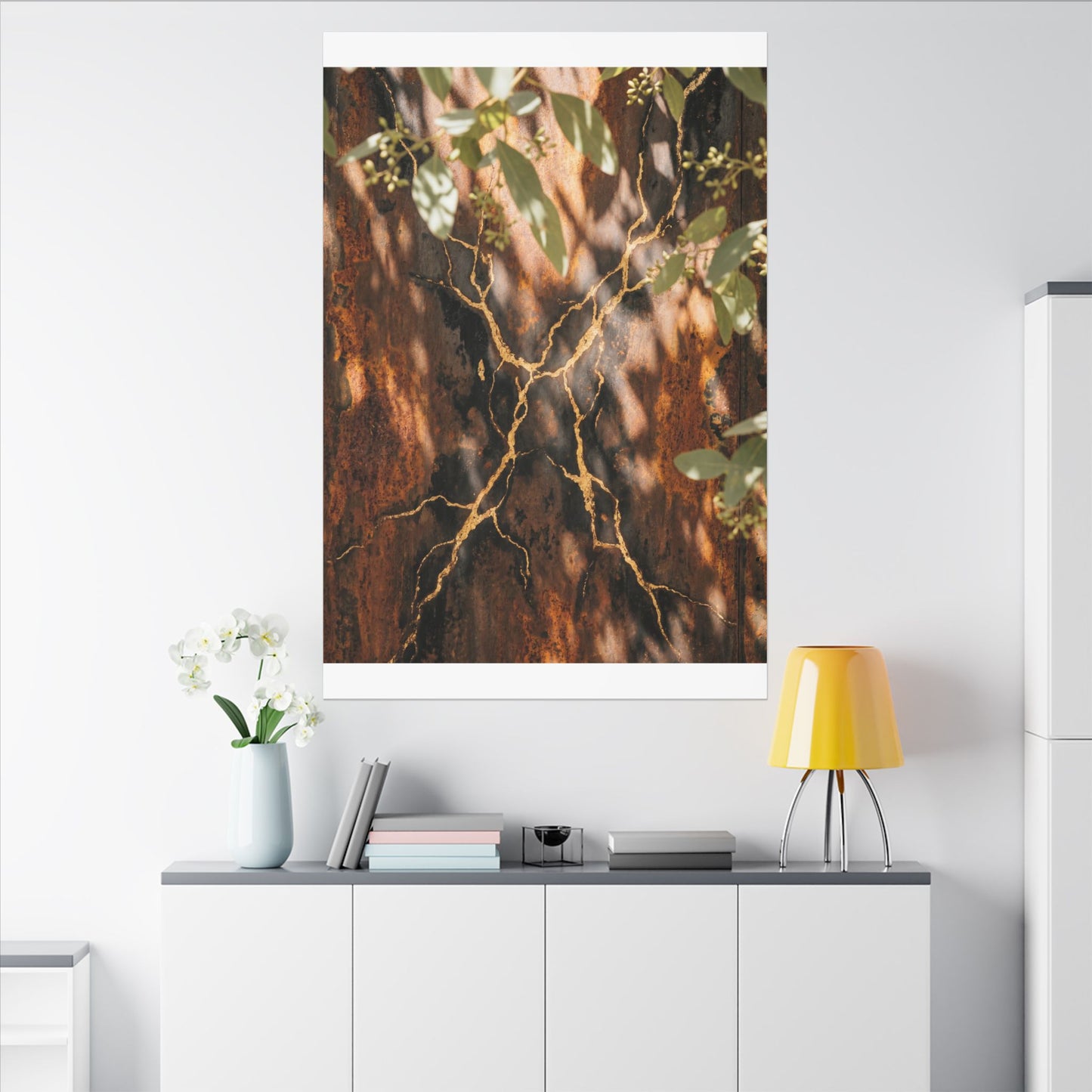 Kanso Rust Patina Canvas Art - Kintsugi Gold Vein