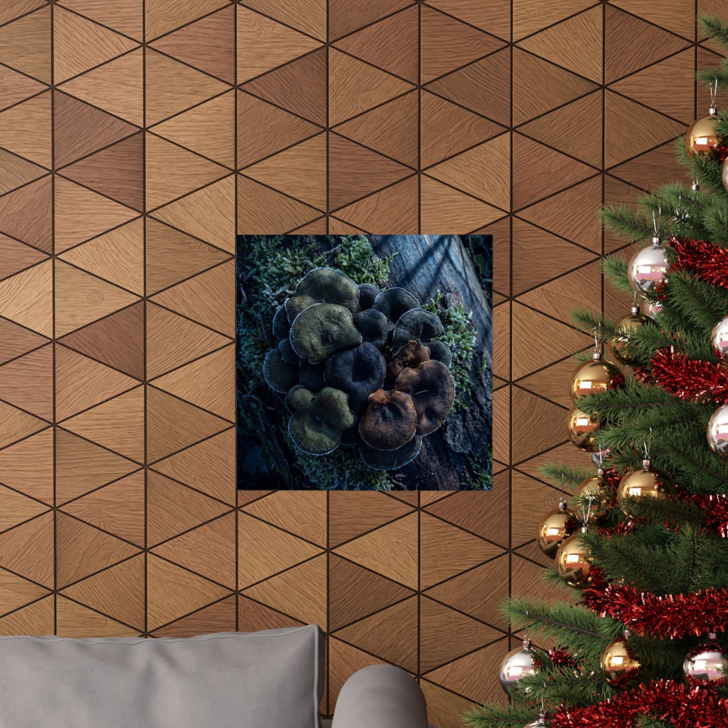Moonlight Wild Mushrooms Wall Art Print - Dark Japandi Shibui