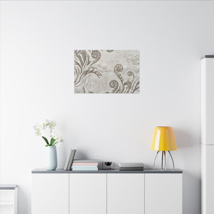 Japandi Fern Unfurling in Overcast | Japanese Pattern Canvas Art