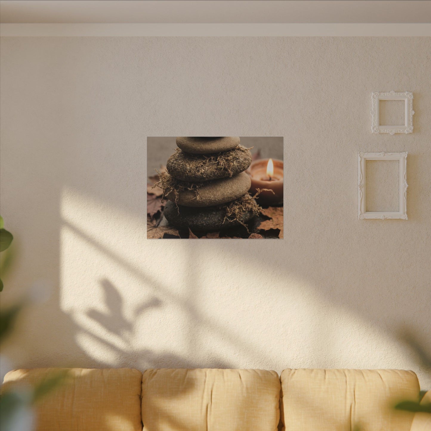 River Stones Canvas Art | Autumn Japandi Texture Art