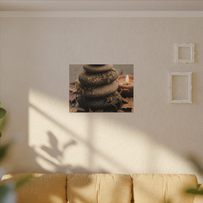 River Stones Canvas Art | Autumn Japandi Texture Art