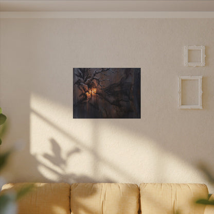 Winter Rust Patina Charcoal Ink Canvas Art | Atmospheric Decor