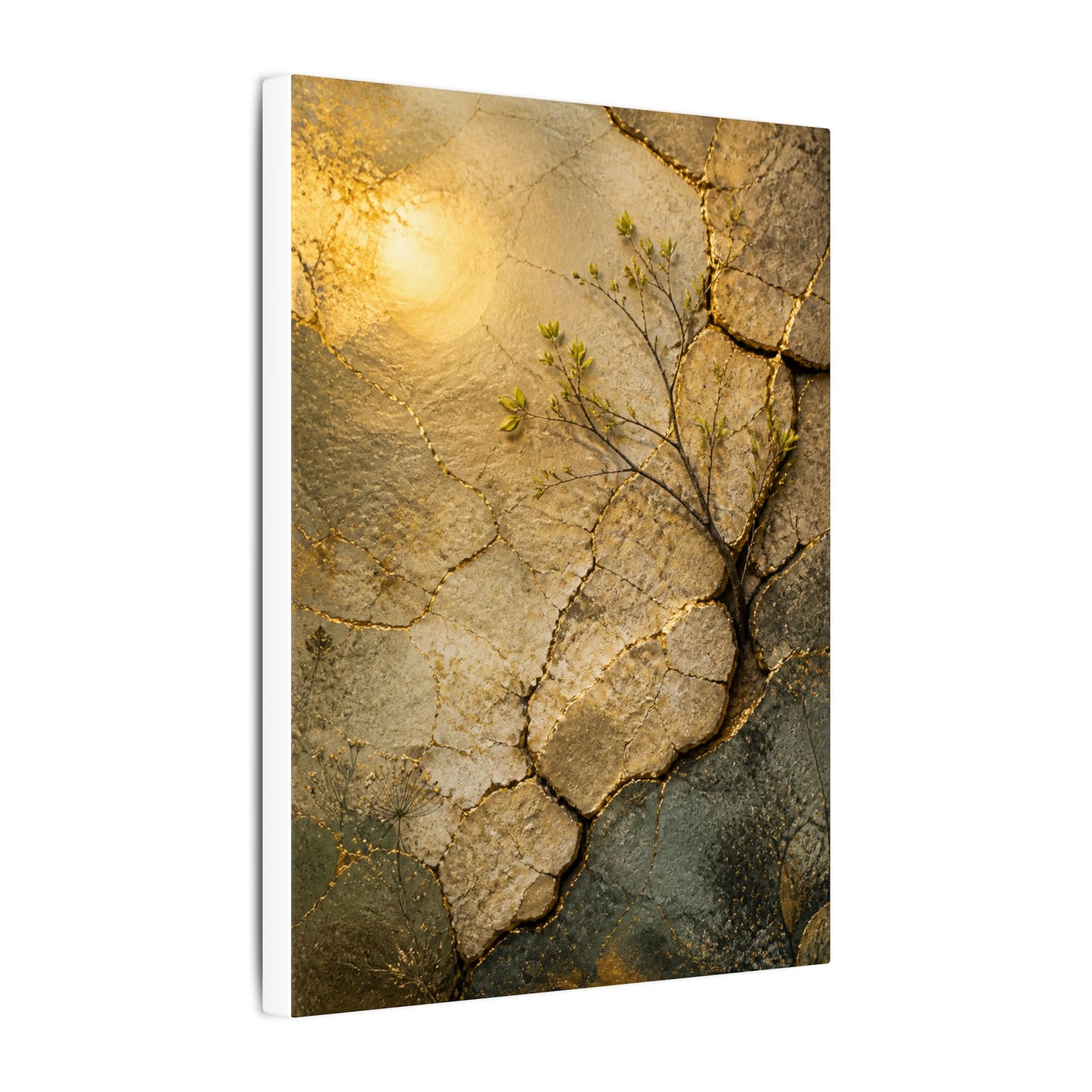 Cracked Earth Spring Canvas Art | Japandi Warm Design