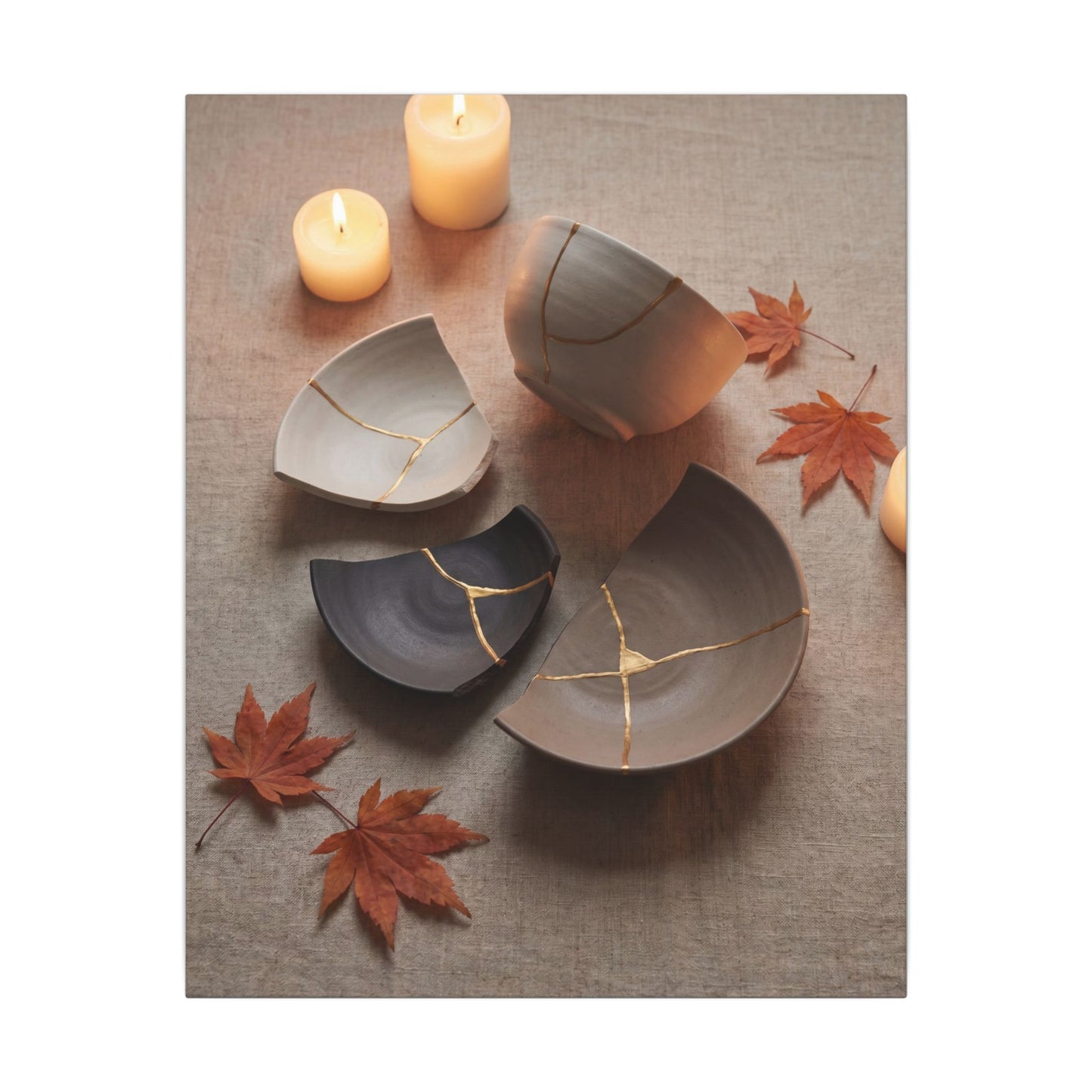 Candlelight Broken Pottery Canvas Art - Japandi Ma