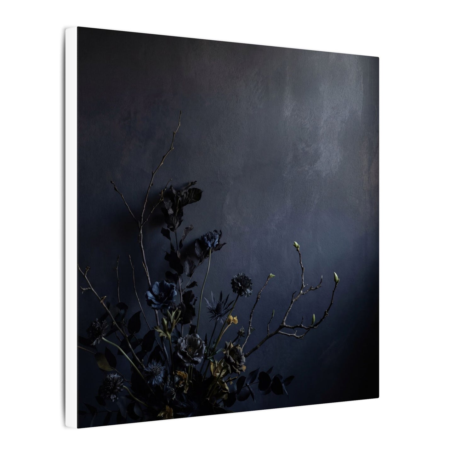 Dried Flowers Spring Canvas Art | Dark Japandi Moody Design