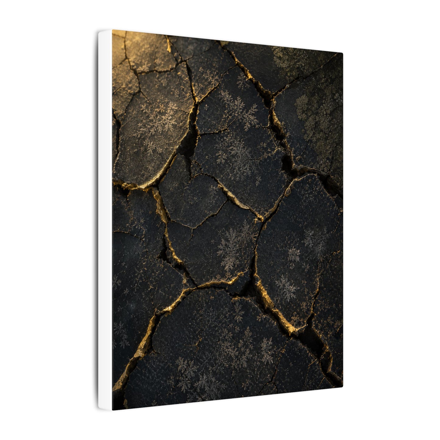Cracked Earth Canvas Art | Winter Dark Japandi Shadow Zen Art