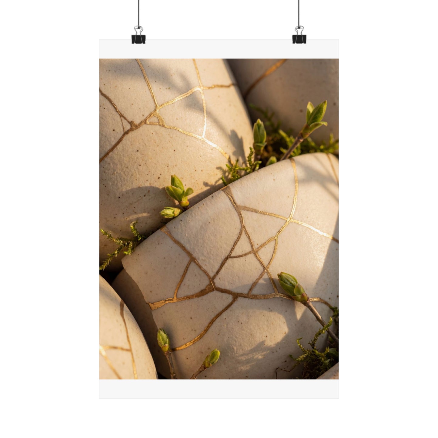 Artful Broken Pottery Wall Art Print - Gold Vein Kintsugi
